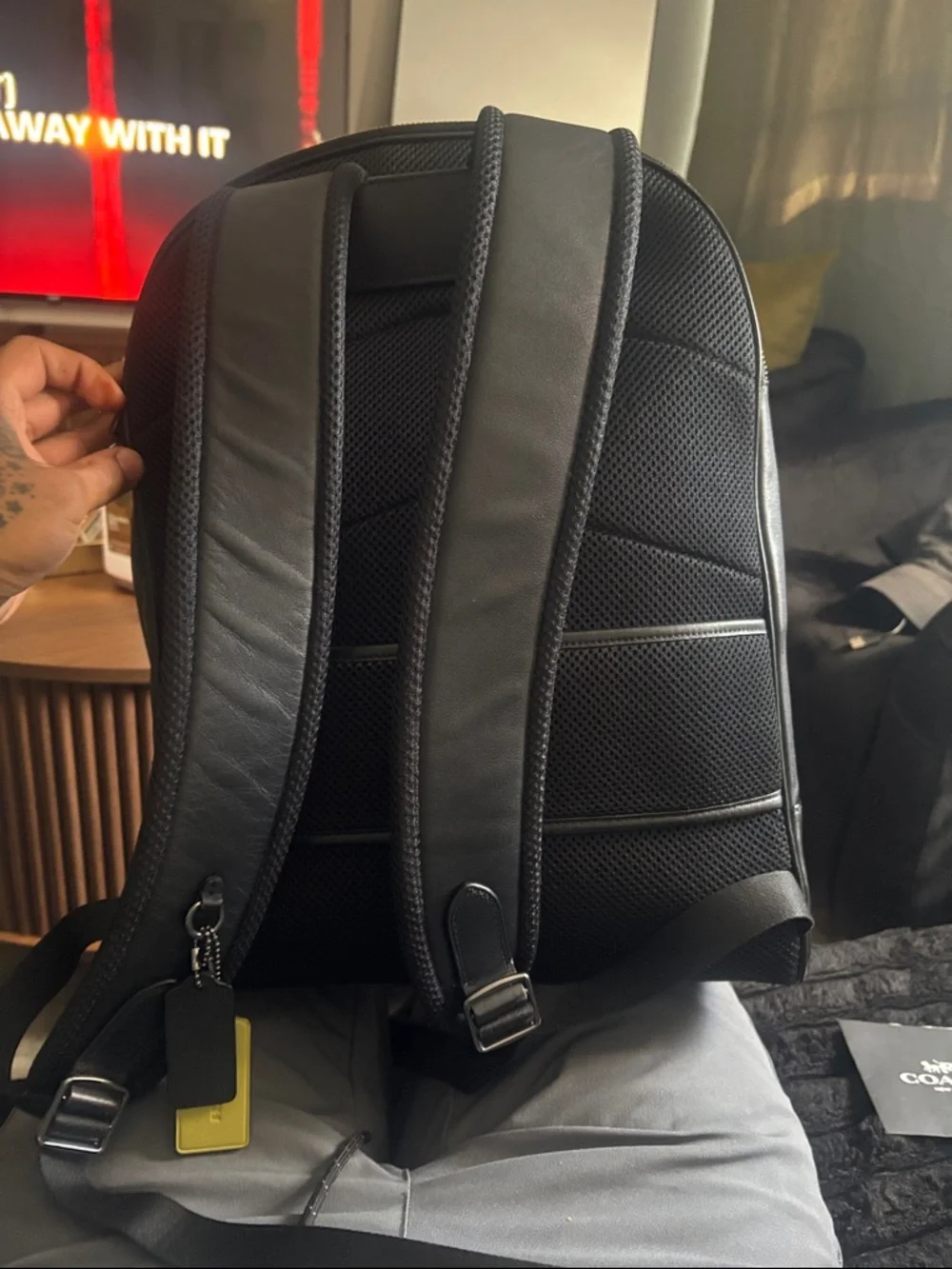 COACH Black Signature Monogram Men's Backpack - Picture 5 of 7